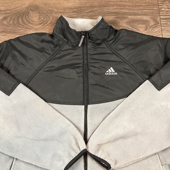 Adidas Men’s Y2K Vintage 2000’s Full Zip Gray & Black Fleece Jacket Size Large - Picture 2 of 9